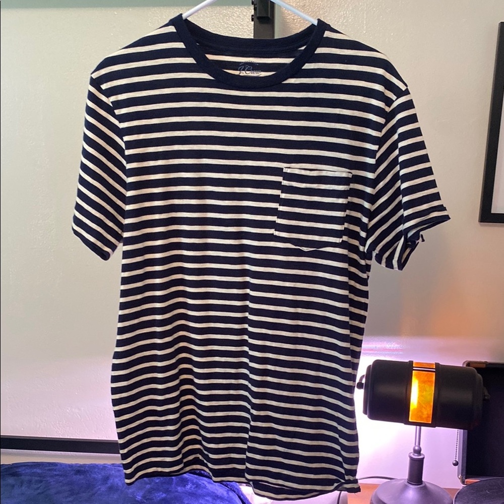 J. Crew Blue and White Nautical Stripe Tee